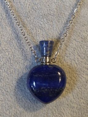 New Lapis Lazuli Heart-shaped Perfume Bottle Necklace
